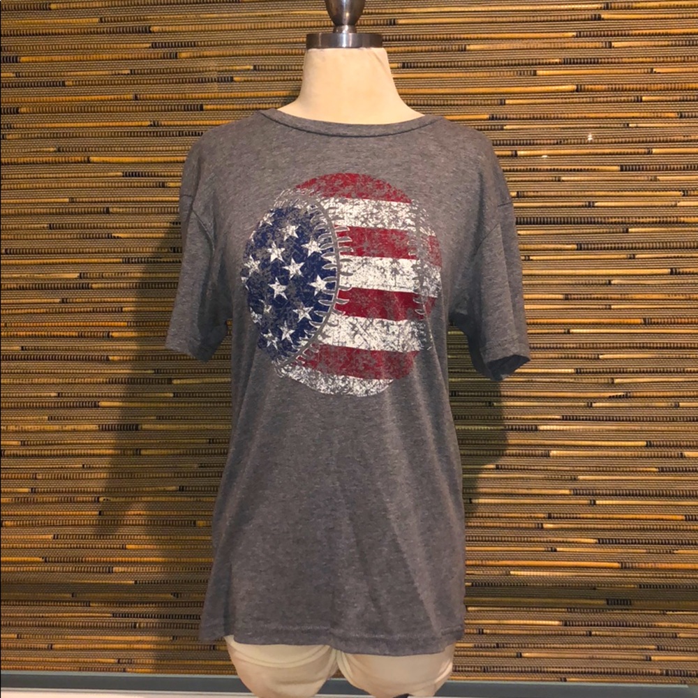 Vintage Look American Flag Baseball Shirt